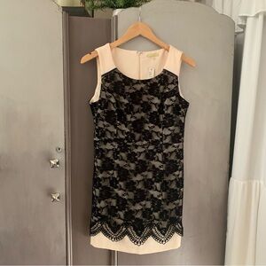 Gianni Bini Elegant Black Lace Overlay Dress